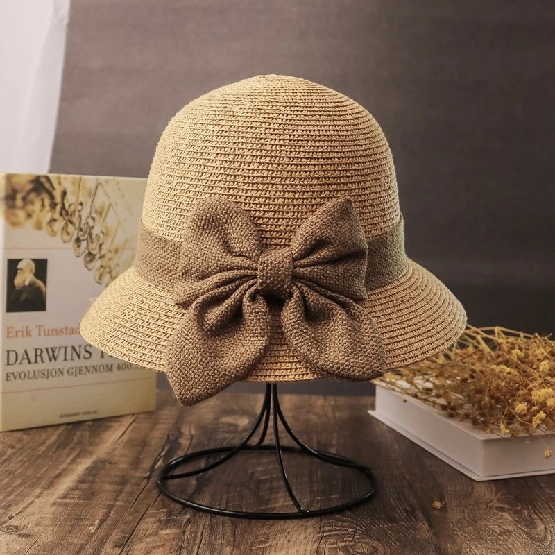 1458g Weight Bucket Hat Hats Type Casual, Outdoor, Beach Occasion Straw Material Bow Knot Pattern Summer Season Women's Gender Simple Style, Classic Style Style Curved Eaves Rim Women's Simple Style Classic Style Bow Knot Curved Eaves Bucket Hat 11