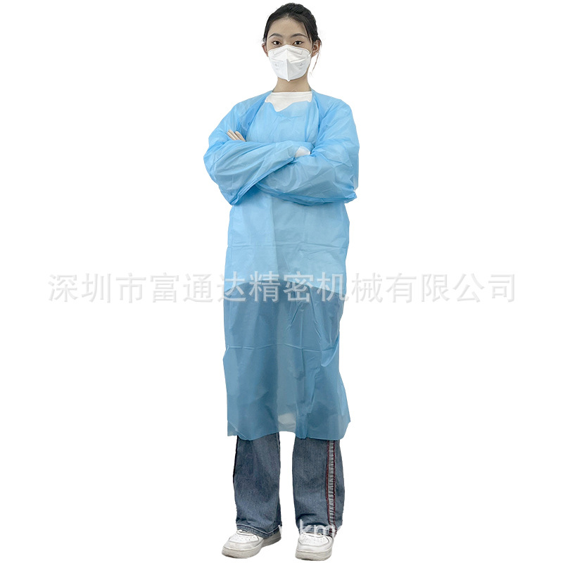 批发一次性CPE拇指扣围裙 防尘防水ASTM 3级CPE袍用于医院EN14126