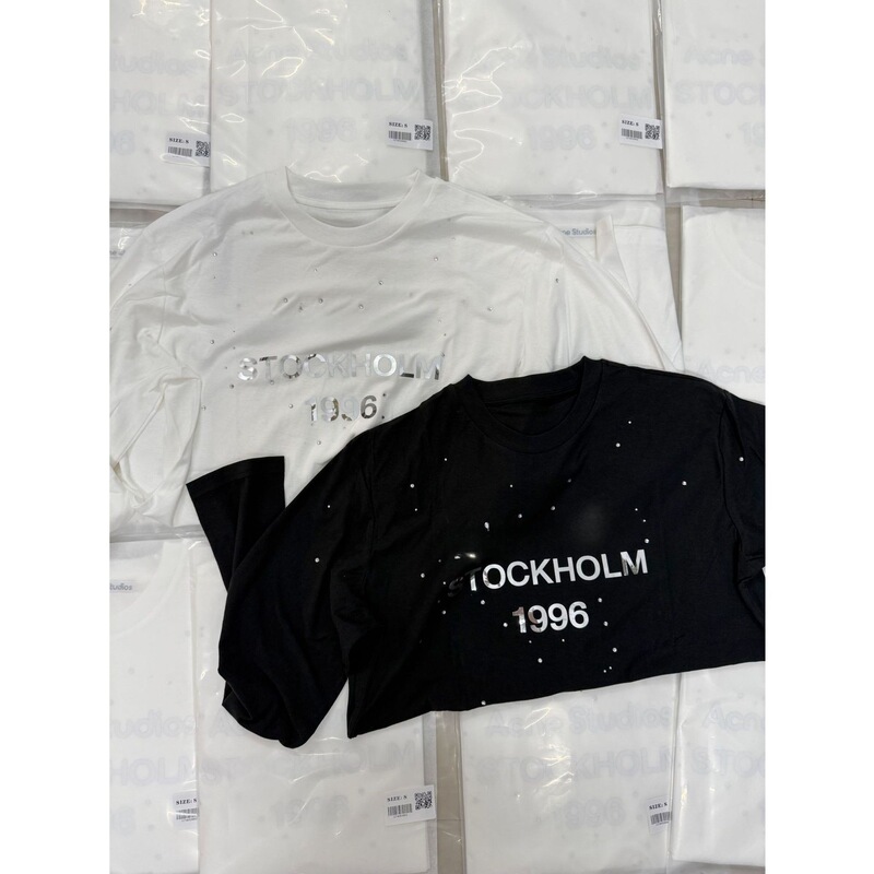 25Ss Nanyou Haute Couture/Buyer Store Niche Ac North America Limited Mirror Letters 1996 Hot Diamond Retro T-Shirt