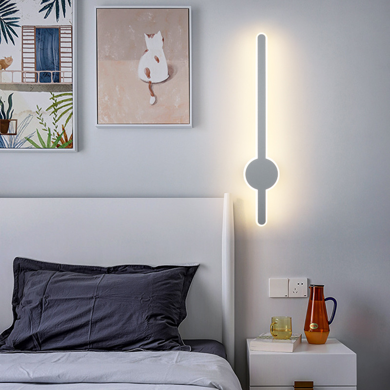 Moderno minimalista LED lámpara de pared larga espada estilo cabezal de cama dormitorio estudio sofá pared de fondo lámpara de línea doméstica