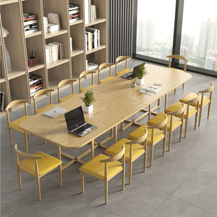 Conference Table Long Table for 6-20 People Library Reading Room Training Institution Table and Chair Combination Script Killing Simple Long Table