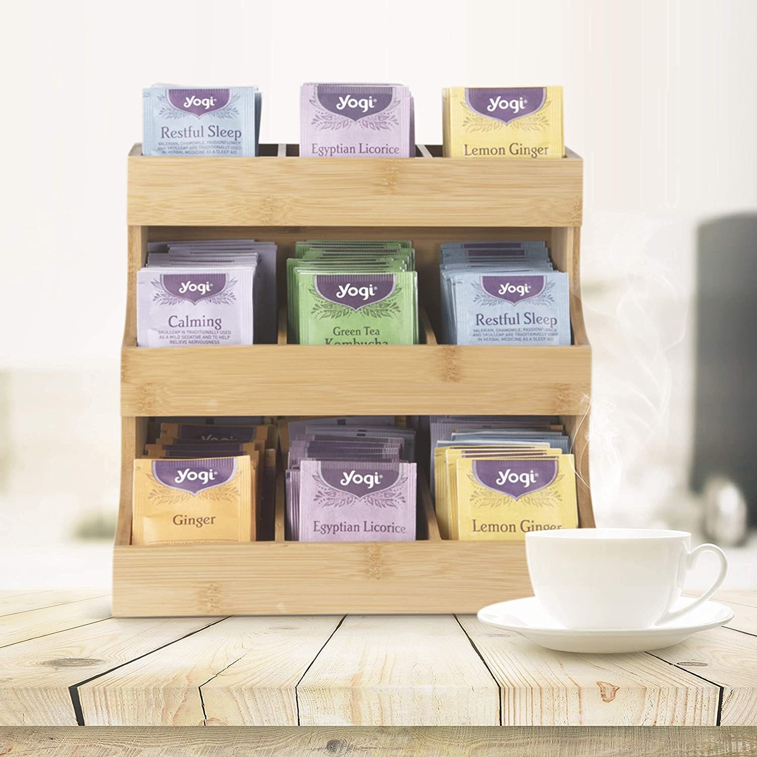 in stock Tea Bag Storage Box Wooden Coffee Bag Storage Rack Multi-Layer Storage Rack Desktop Tea Arrangement Box Bamboo