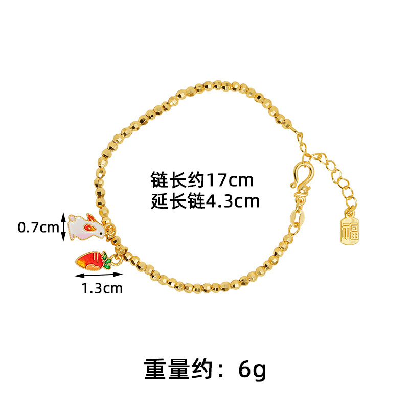 Nuevo estilo chino, pulsera de oro de arena vietnamita, esmalte de color conejo, pulsera de zanahoria, ligera y lujosa, joyas no se desvanecen durante mucho tiempo