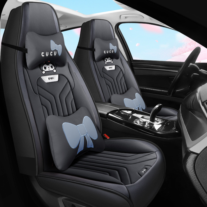Car Seat Cushion — Universal Seat cushion, seat cover - deluxe-classic-black-integrated-head