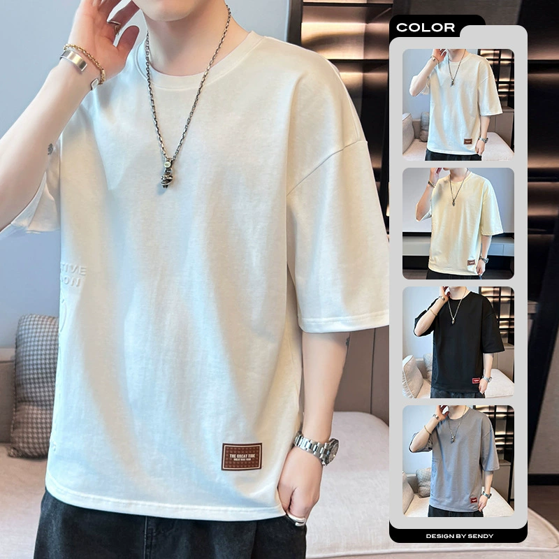 Футболка с короткими рукавами мужская 2024 летняя новая дышащая пятицентная рукава