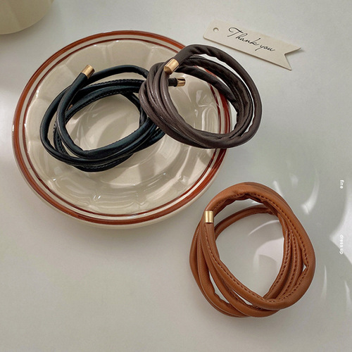 Niche ins temperament leather hair band hair twister Korean simple design back head hair accessories wholesale for women