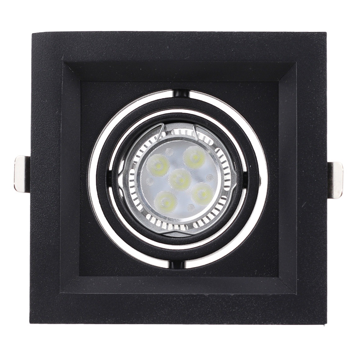 Lámpara de rejilla de una sola cabeza Tarjeta de marco exterior GU10 MR16 lámpara de cubo de la taza soporte blanco y negro proyector LED Kit de concha