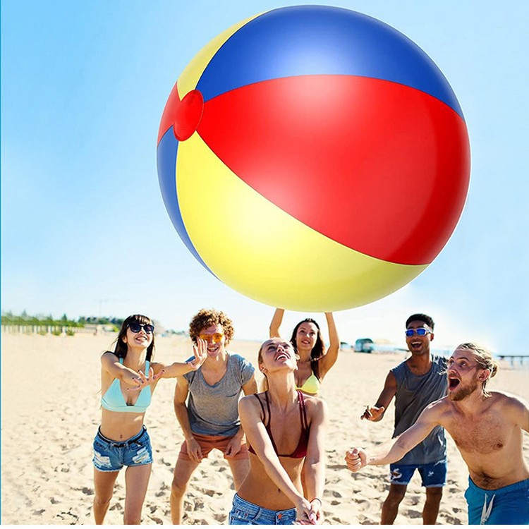 Bola de playa inflable hierba al aire libre rojo, amarillo y azul bola tricolor escuela jardín de infantes bola de juegos divertidos