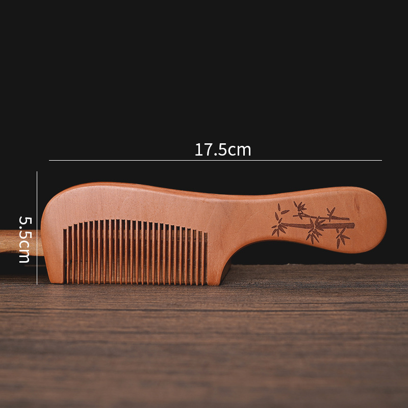 桃の木の櫛ロングハンドル細歯ストレートヘアコーム木製櫛ギフト桃の木の櫛ポータブル初年度ギフト木製櫛彫刻ロゴ輸出|undefined