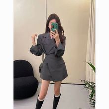 西装外套女感上档次减龄垂坠次中长款春秋御姐名媛风