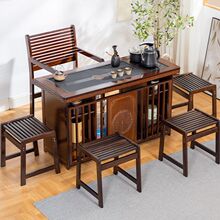新中式茶桌椅组合实木办公室功夫茶几家用套装一体阳台小型泡茶台