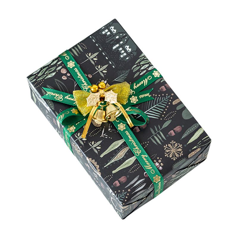 Amazon nuevo engrosada piel de vaca blanca de Navidad traje de papel de regalo de Navidad caja de regalo papel DIY en stock al por mayor