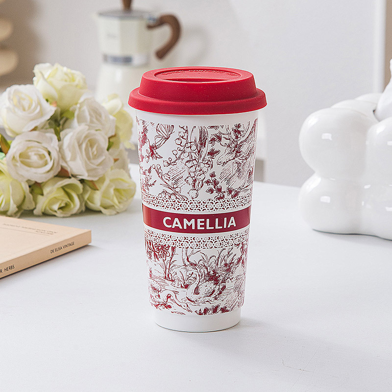 Taza de cerámica de marca Guozhaofeng taza de agua con tapa de taza de café de oficina creativa doméstica de gran capacidad