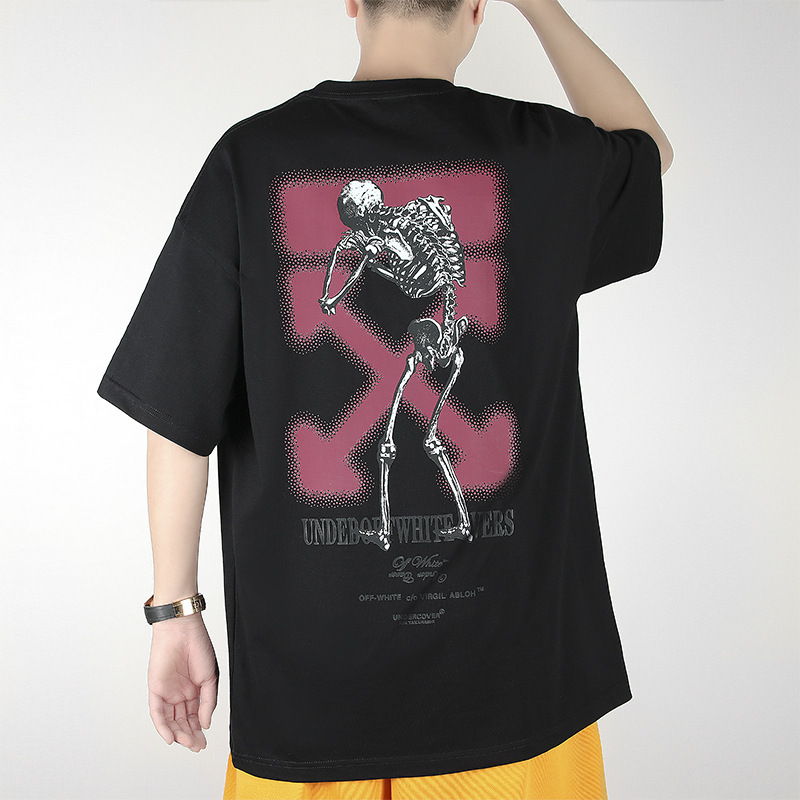 Cross-Border 26Ss New High Street Off-White Graffiti Arrow Short-Sleeved Trendy Brand Casual Loose T-Shirt Couple Same Style