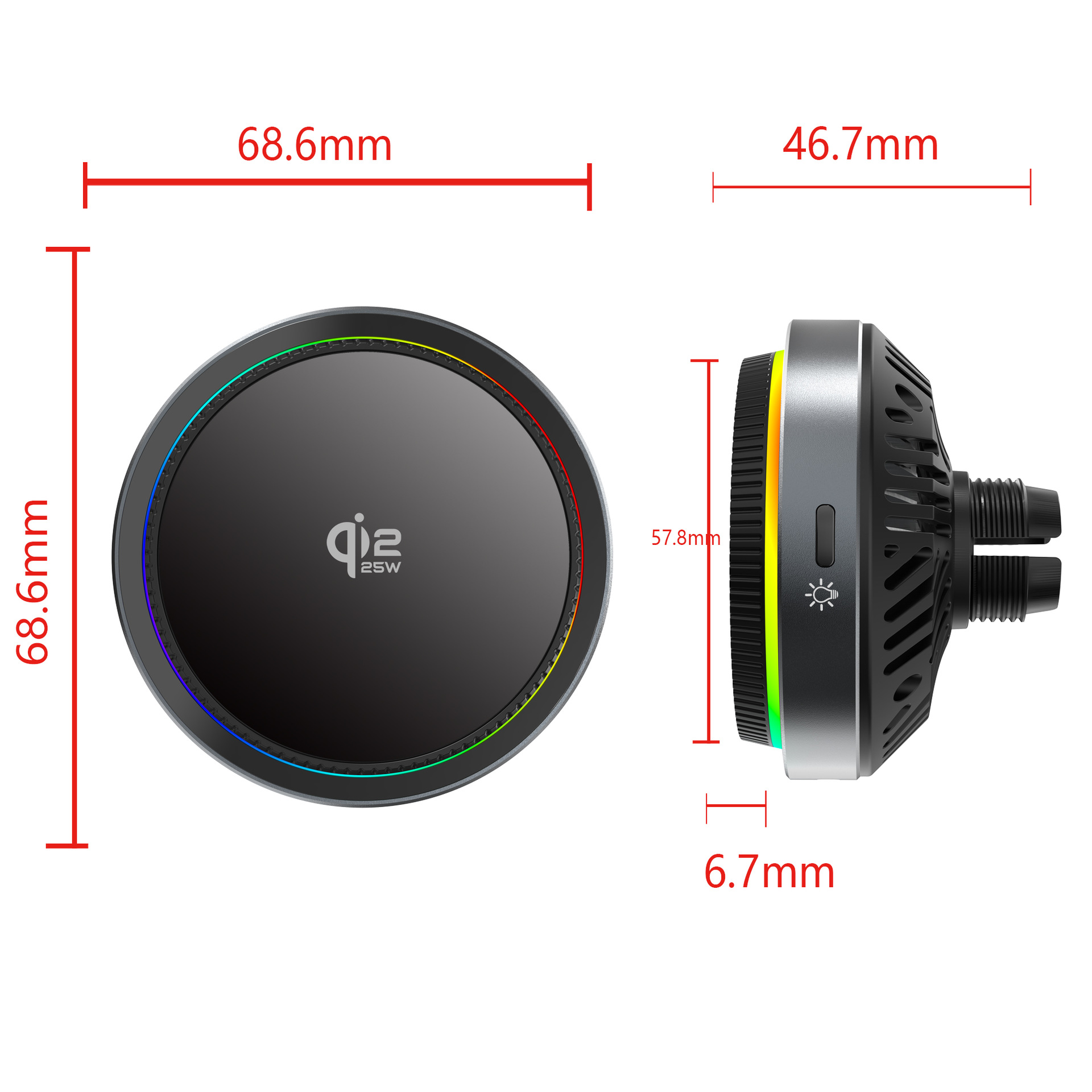 Magnetisk trådløs biloplader med køling og rgb lys_voghion.com