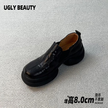 羊皮版~内增高松糕厚底复古小皮鞋女深口单鞋一脚蹬英伦风乐福鞋