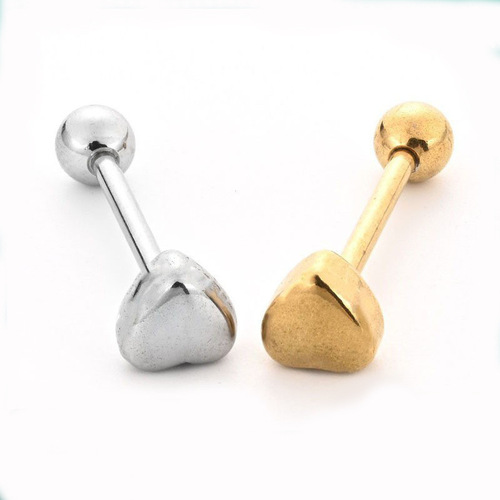 Manufacturer wholesale simple stainless steel love-shaped nose ring earrings tongue nail lip nail bone nail navel ring piercing jewelry