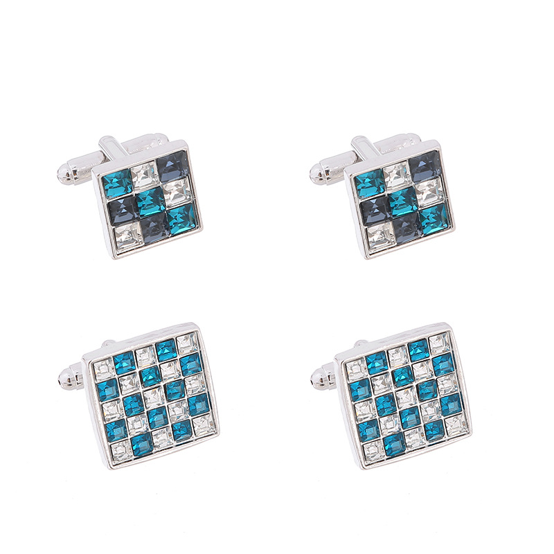 New Square Color Diamond Zircon Cufflinks Fashion Men's Shirt French Cufflinks_voghion.com