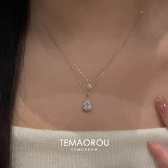 クールな二層マーキスダイヤモンドサスペンションウォータードロップフラッシュダイヤモンドネックレスレディース鎖骨チェーン絶妙なアクセサリー