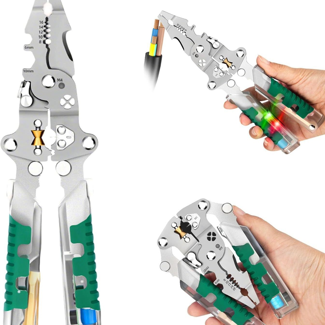 可折叠内六角扳手剥线钳新款工业级多功能剥线绕线压接滚轮设计