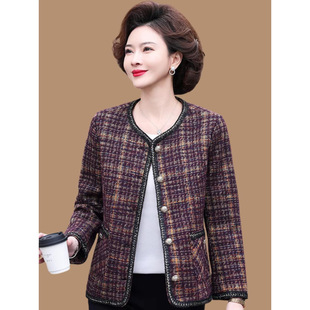 Mom's Spring Style Small Fragrant Style Jacket 2025 New Style Middle-Aged and Elderly Women's Clothing Wide Lady Spring and Autum Tops