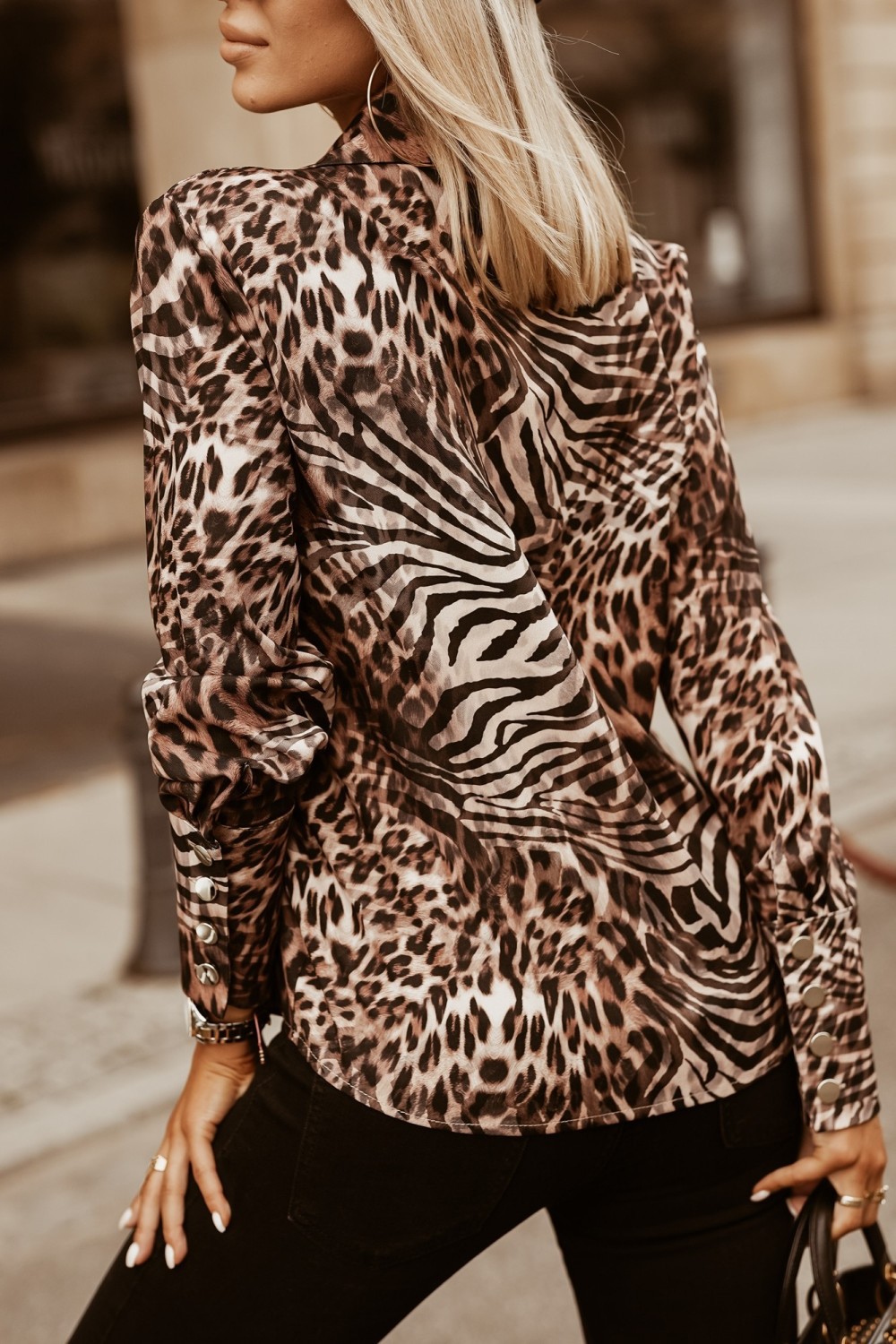 Frau Bluse Lange Ärmel Blusen Elegant Britischer Stil Abstrakt Leopard display picture 19