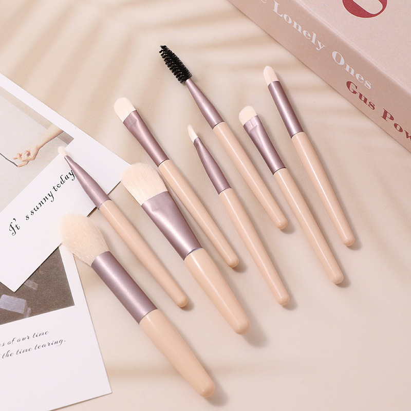 Macaron 8 cepillo de maquillaje super suave, blush de sombra de ojos, conjunto completo de cepillo de maquillaje al por mayor.