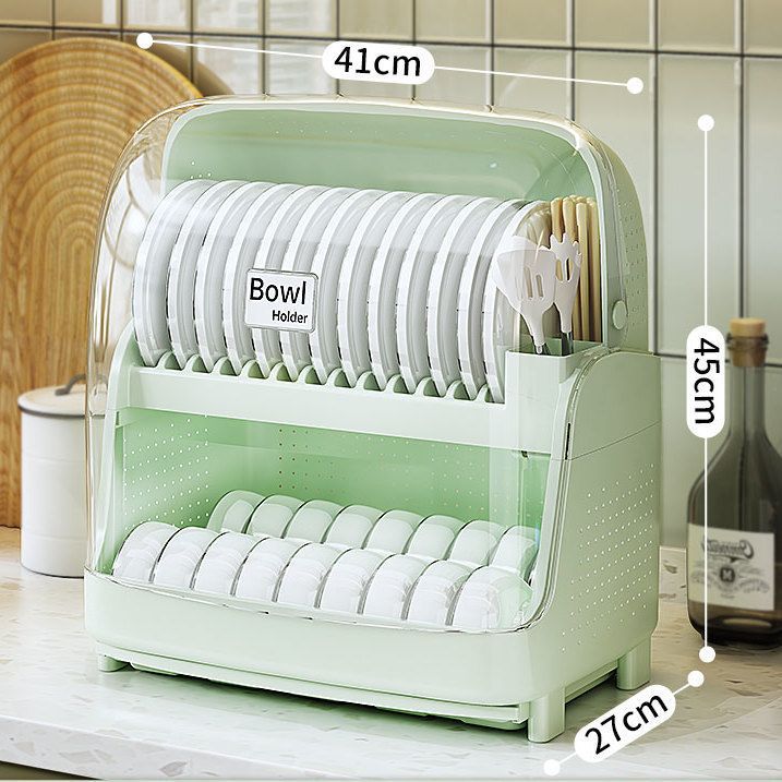 Cocina de recipiente de drenaje de recipiente de palillos caja de almacenamiento de doble capa de gran capacidad recipiente de recipiente de drenaje de agua a prueba de insectos a prueba de cucarachas ventilación a prueba de moho