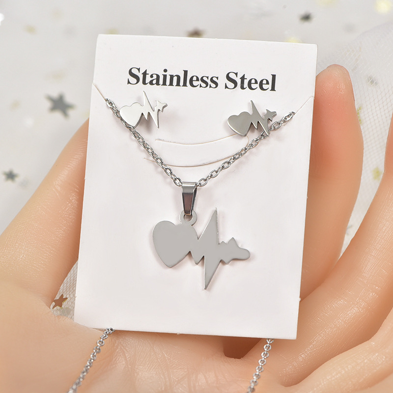 Simple Style Tortoise Star Heart Shape Stainless Steel Hollow Out Earrings Necklace 1 Set display picture 4