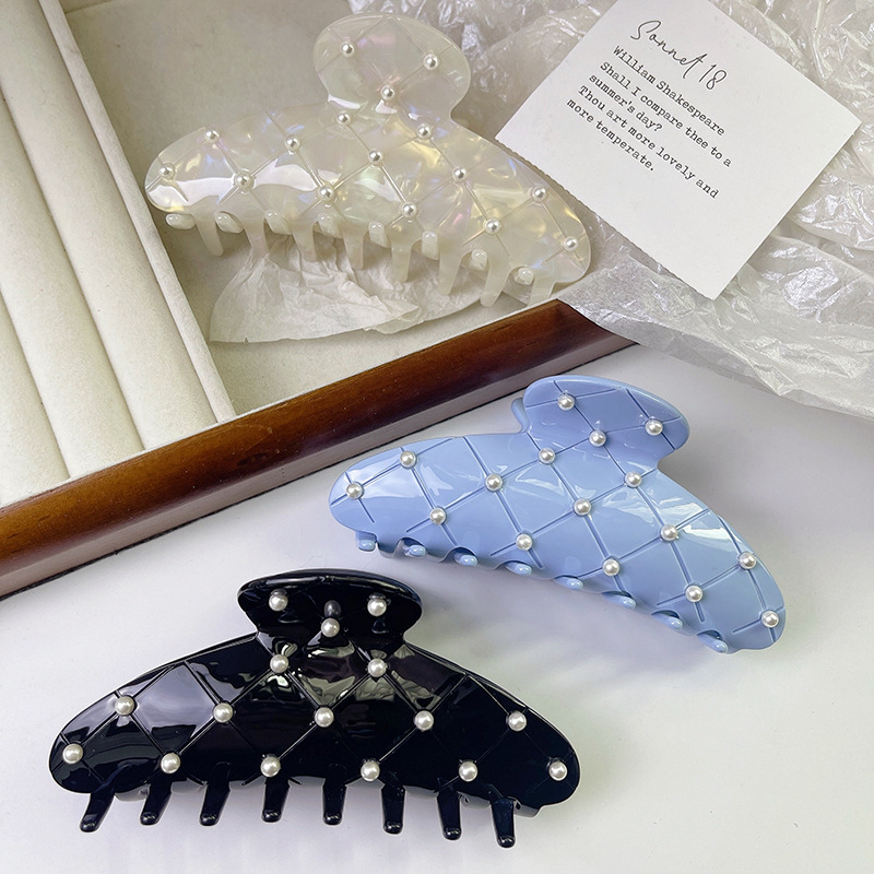 Simple Style Classic Style Solid Color Acetic Acid Sheets Inlay Pearl Hair Claws 1 Piece display picture 7