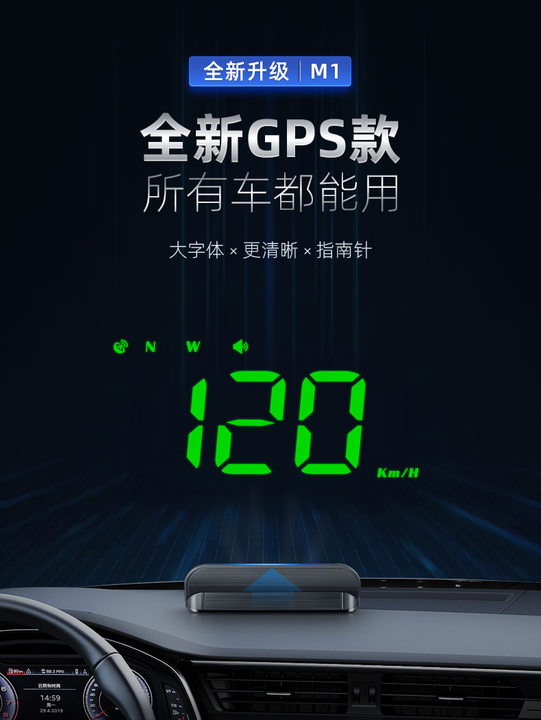 Cross-Border Hud Head-Up Display M1 Car Gps Speed Multi-Function Instrument Projector High-Definition Universal for Cars