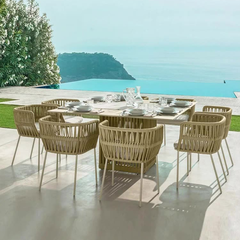 Outdoor Table and Chairs, Rattan Garden Balcony Courtyard Outdoor Terrace Waterproof Sunproof Leisure Nordic Wicker Chair Set Furniture