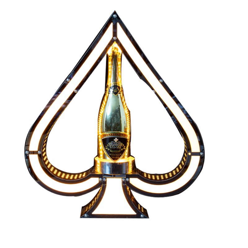 Transfronterizo LED luminoso negro melocotón un asiento de vino de acero inoxidable champán bandeja bar KTV discoteca vino extranjero estante de la exhibición de vino conjunto