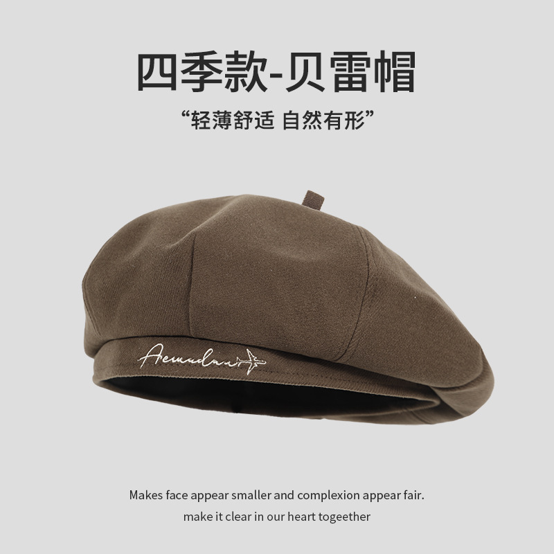 Otoño y invierno nuevos productos de lana Boina estilo británico pintor sombrero retro versátil cara pequeña boina sombrero para hombres y mujeres