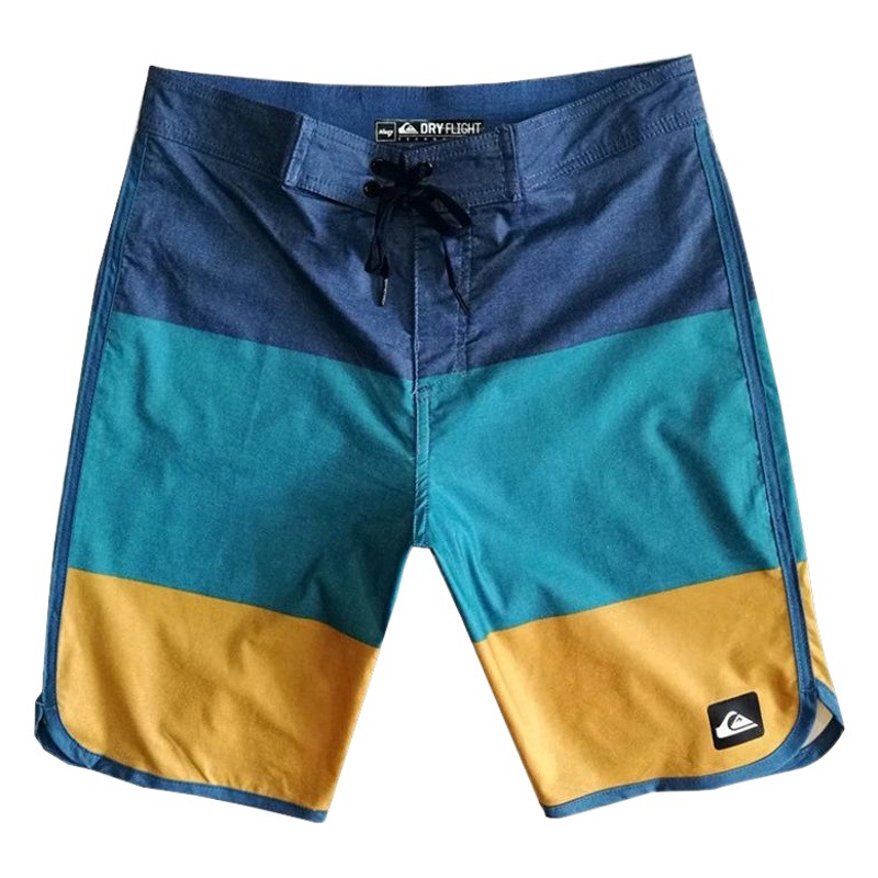 QUIKSI new hot-selling beach pants men's quick-drying loose elastic blue color cross-border foreign trade surfing short swimming pants
