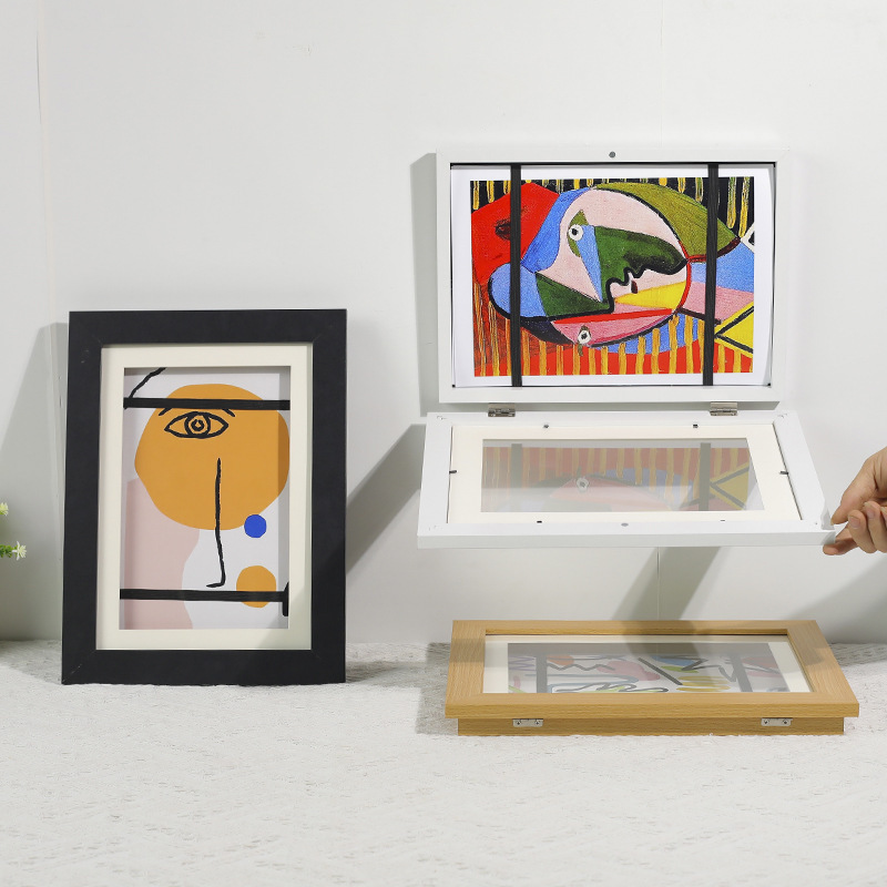 Customized Magnetic Absorption Photo Frame Hanging Picture Frame Manufacturer Wholesale Wall-Mounted Flip-Top Large Capacity A4 Size