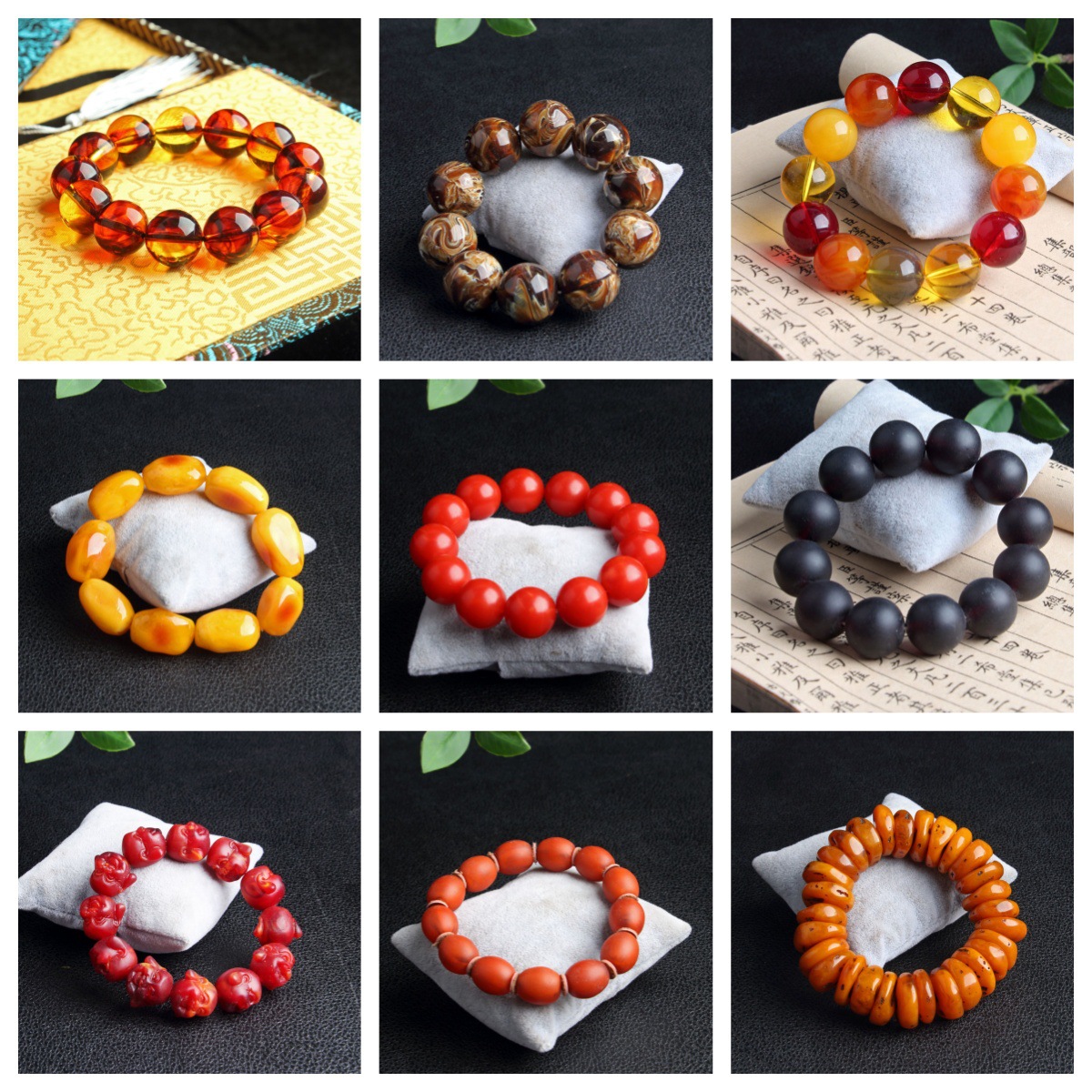 二代琥珀蜜蜡手串工厂批发 血珀花珀药珀老蜡手链 荧光浮盐水