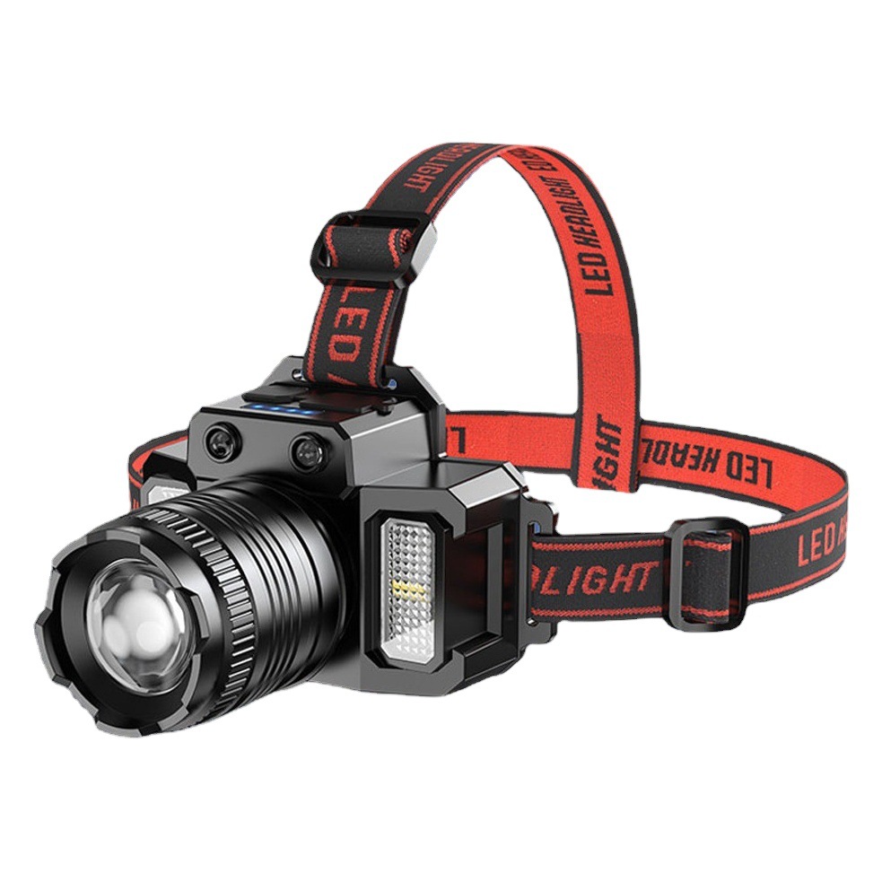 Linterna de inducción luz de conducción al aire libre advertencia roja y azul Carga USB Luz de marcha nocturna LED luz fuerte potencia Luz de pesca nocturna