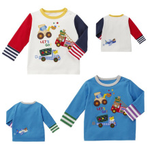童装 2025年秋季新款儿童卡通小熊工程车刺绣长袖T恤