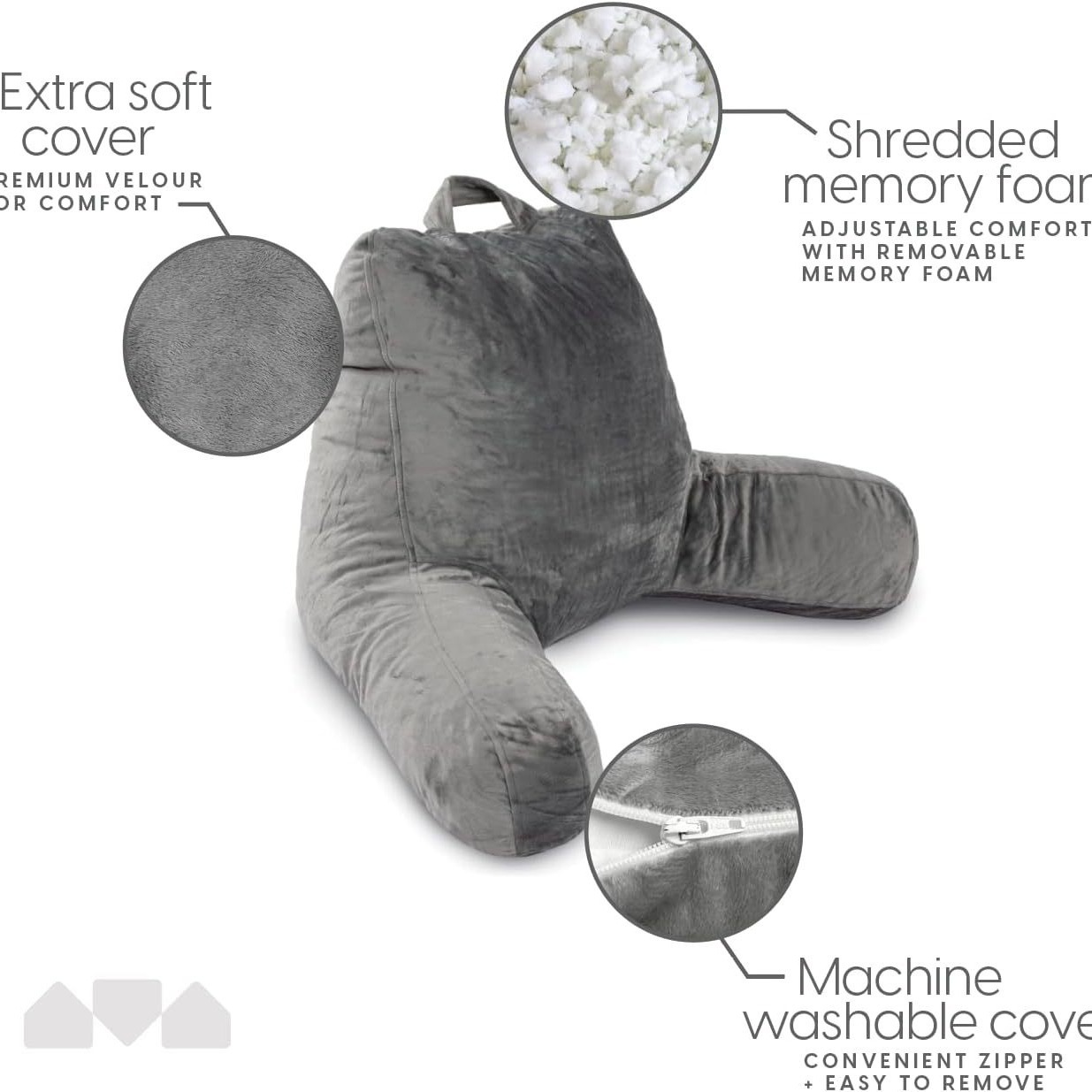 Suministro directo de fábrica Amazon almohada transfronteriza almohada de espalda almohada de lectura gris super suave esponja rota relleno Comercio exterior Exportación