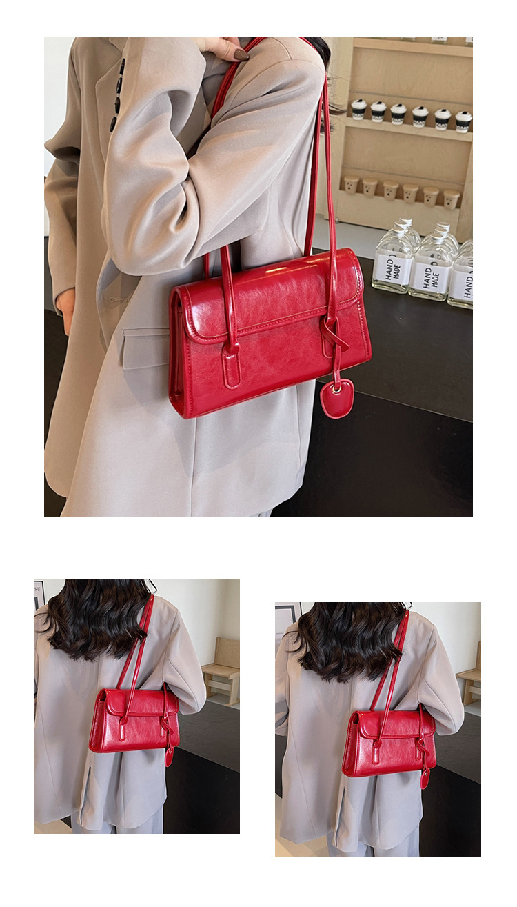 Women's Medium Pu Leather Solid Color Vintage Style Streetwear Zipper Shoulder Bag display picture 3