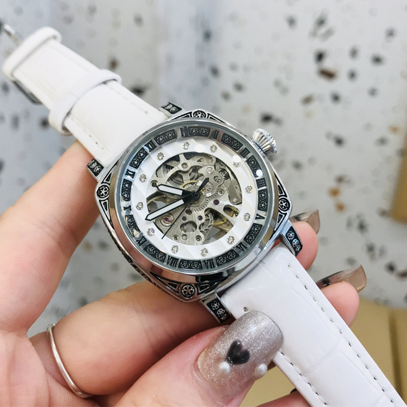 Orologio da donna a doppia faccia, orologio meccanico quadrato retrò intagliato, celebrità di Internet, orologio da coppia di alta gamma, orologio da uomo con cintura_voghion.com