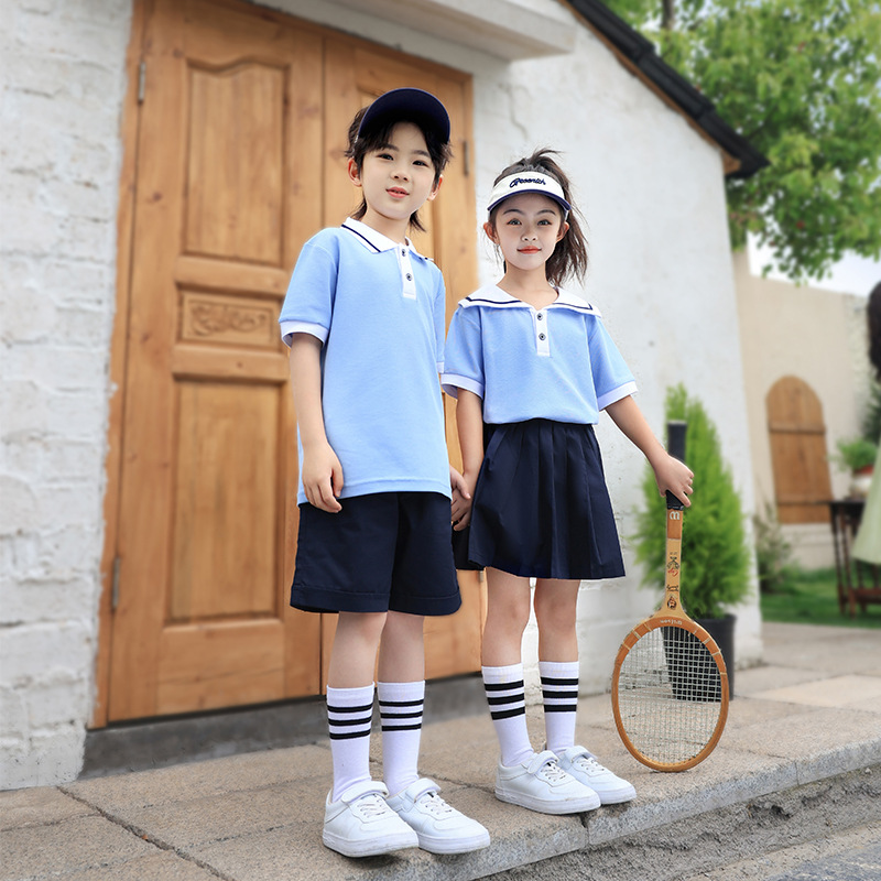班服小學生夏季套裝幼兒園園服海軍風夏款兒童畢業照運動夏裝校服