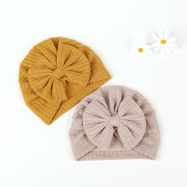 Children's Hat Wholesale Solid Color Baby Fetal Bowknot Check Pattern Hedging Cap display picture 2