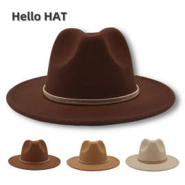 费多拉帽英伦风男女士爵士礼帽金属配饰大帽檐毡帽fedora hat