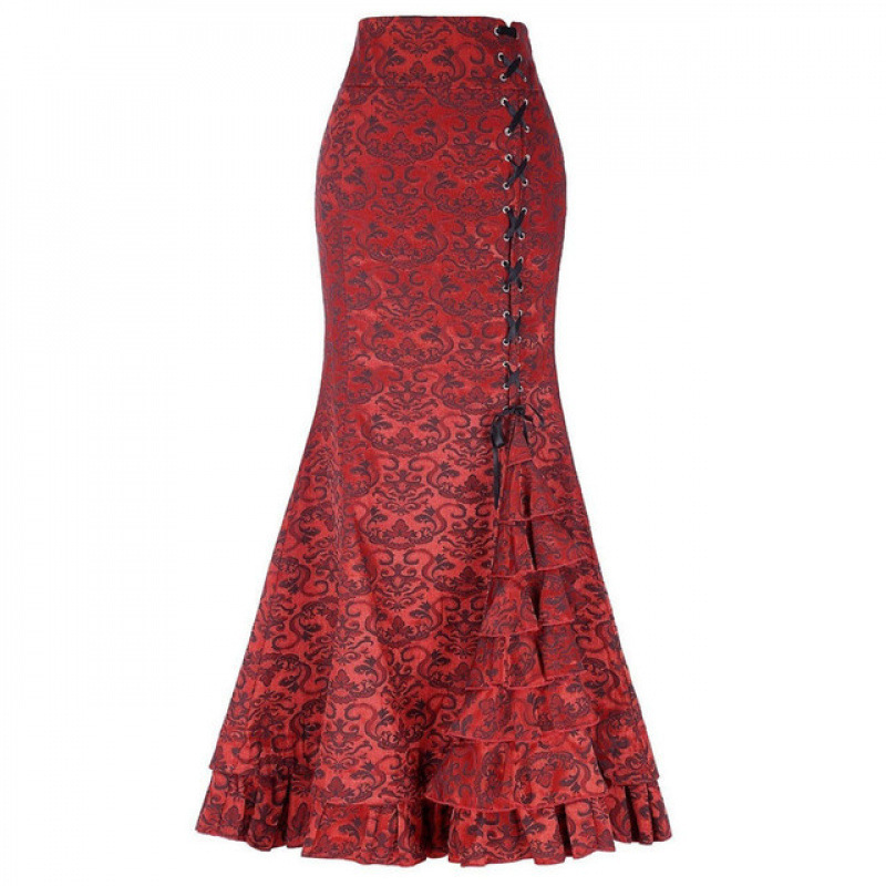 Punk Vintage Jacquard Mermaid Skirt女个性朋克复古提花鱼跨境|undefined