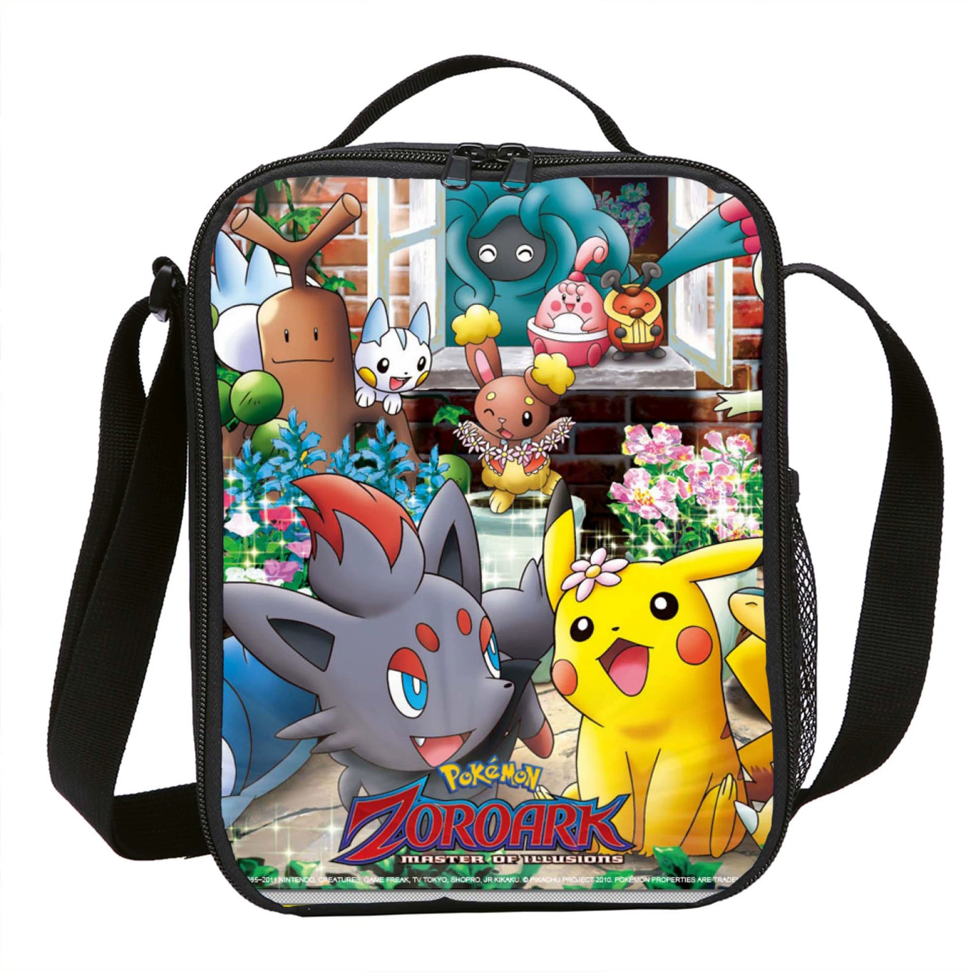 Плюшевый ланч-бэг Elf Pokémon с принтом, утепленный бенто-рукзак и сумка для еды.