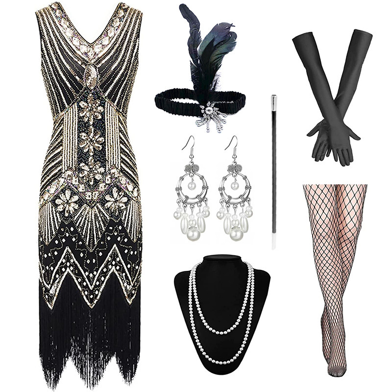 Explosive European and American Suit 1920 s Gatsby Retro Dress Dress Beaded Sequins Women Tassel Skirt