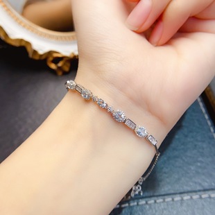 Factory wholesale explosions natural aquamarini bracelet S925 silver inlaid main stone 3*4 hot Europe and the United States a generation of hair