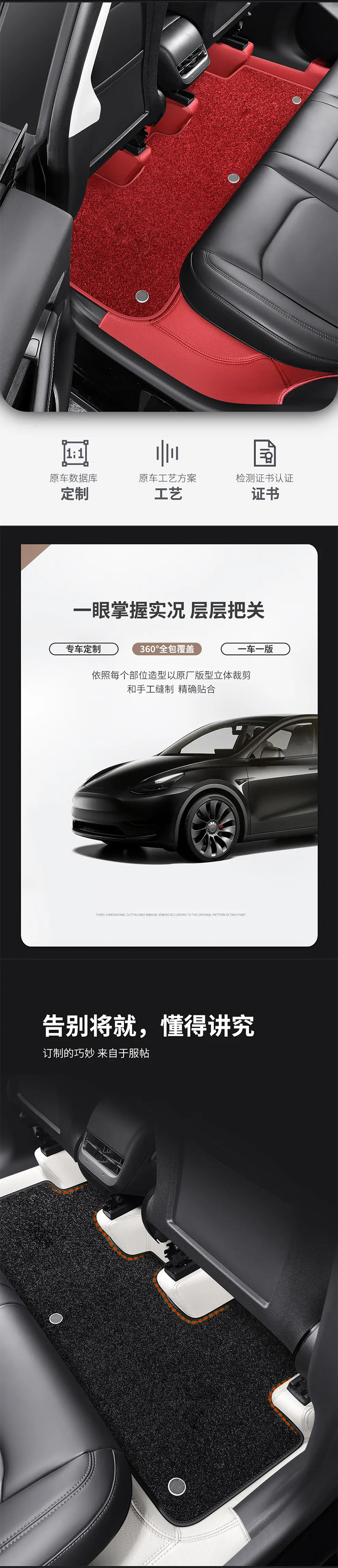 Suitable for Tesla Model 3 Yl Nappa Leather Tpe Upgraded Yl360 Soft-Packed Car Floor Mats, Full Coverage for the Vehicle
